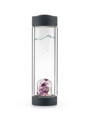 Vitajuwel Via Heat Wellness | Double-Walled Tea Bottle With
Amethyst, Rose Quartz & Clear Quartz
